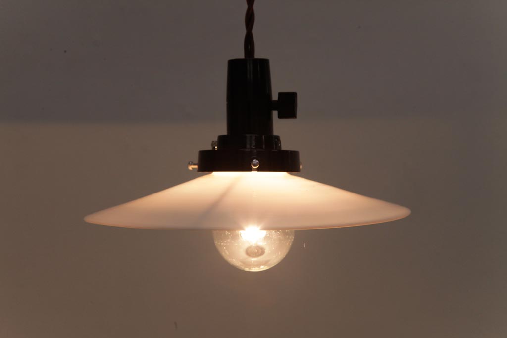 昭和レトロ　戦前　昔懐かしいデザインの平笠シェード(吊り下げ照明、天井照明、ペンダントライト)(2)