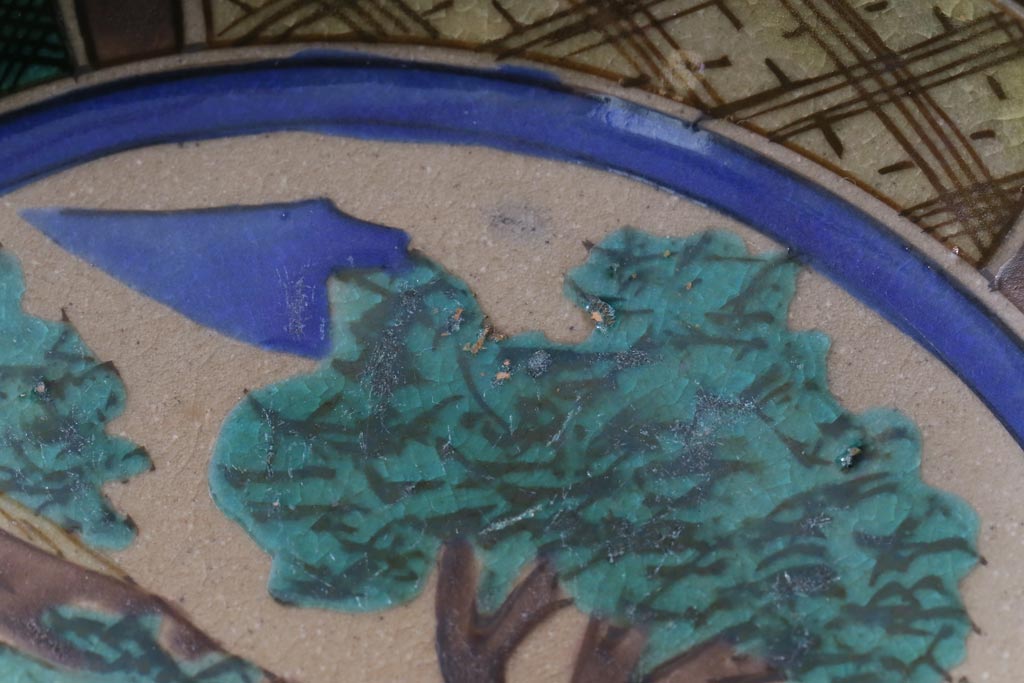 古民具・骨董　明治大正期　山水図が描かれた九谷焼色絵皿2枚セット(小皿)(2)