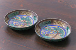 明治期　伊万里焼　錦手　金襴手　染錦　二重角富　金彩　色絵　桃図　5.8寸皿　約17.5cm　煌びやかで豪華な絵付けの深皿3枚セット(五寸八分、和皿、中皿、和食器)(R-061881)