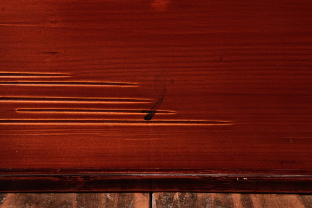 アンティーク雑貨　古民具　春慶塗　節竹の入ったデザインが魅力的な箱火鉢(木製火鉢、角火鉢)