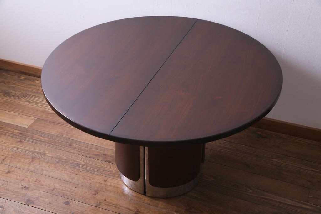 ヴィンテージ家具　イギリスビンテージ　チーク材　激レア　落ち着いた色味がシックなエクステンションテーブル(拡張式テーブル、ラウンドテーブル)