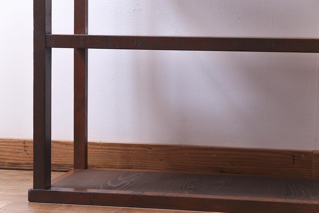 アンティーク家具　大正昭和初期　ヒノキ・杉材　味のあるシンプルなオープンラック(飾り棚、陳列棚)