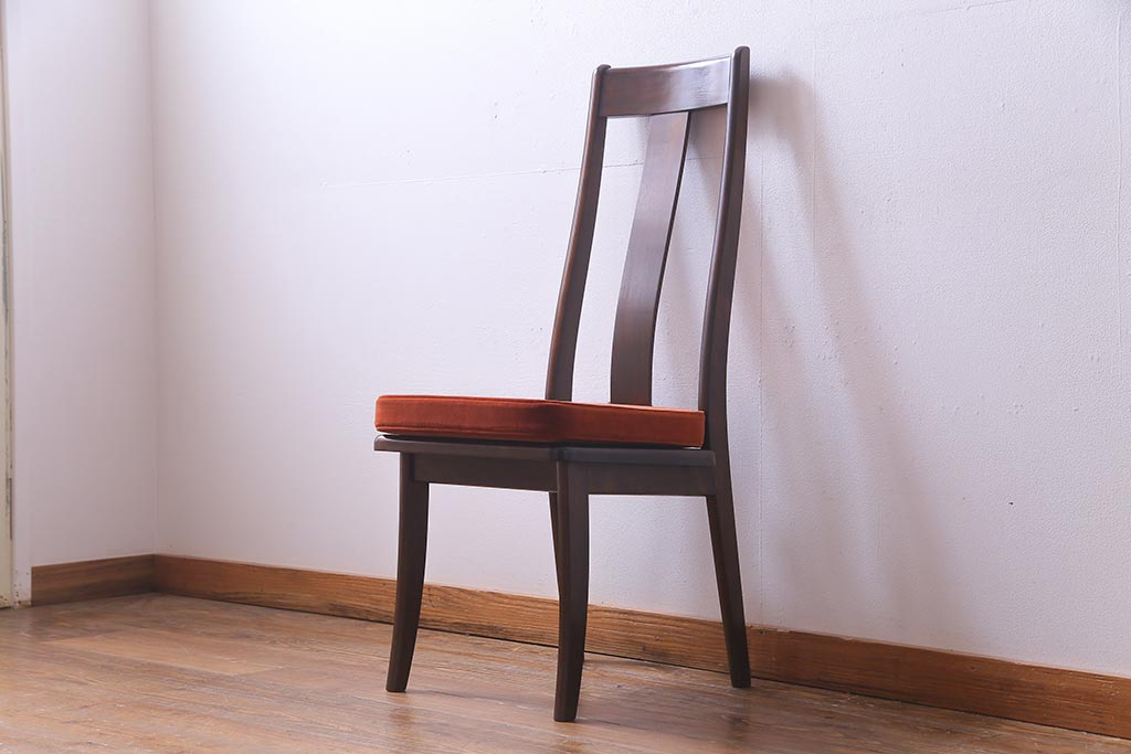 中古　民芸家具　ベルベットのクッションが上品な印象与えるチェア(椅子、ダイニングチェア)