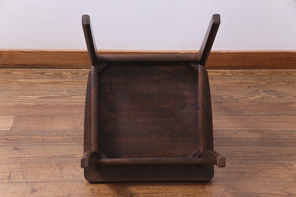 中古　民芸家具　ベルベットのクッションが上品な印象与えるチェア(椅子、ダイニングチェア)