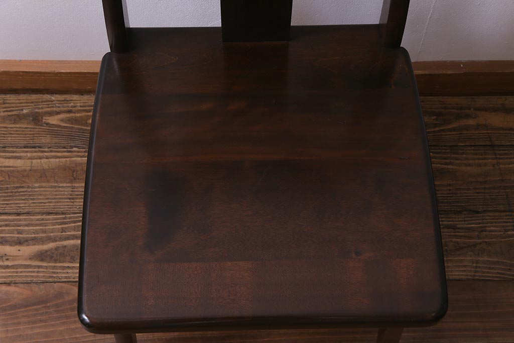 中古　民芸家具　ベルベットのクッションが上品な印象与えるチェア(椅子、ダイニングチェア)(1)