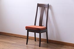 中古　民芸家具　ベルベットのクッションが上品な印象与えるチェア(椅子、ダイニングチェア)(1)