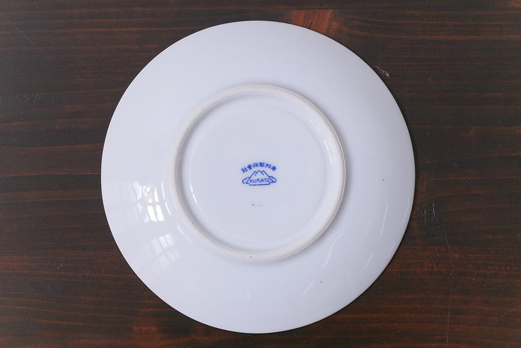 昭和レトロ　戦前　倉知陶器　青いバラがエレガントなカップ&ソーサー2客セット(洋食器)(1)