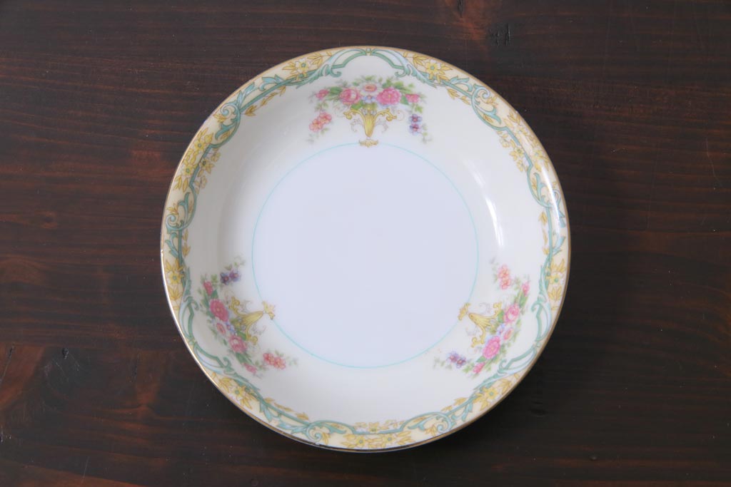 中古　オールドノリタケ(Noritake、則武)　ARVANA　エレガントな花柄の小皿6枚セット(プレート、洋食器)