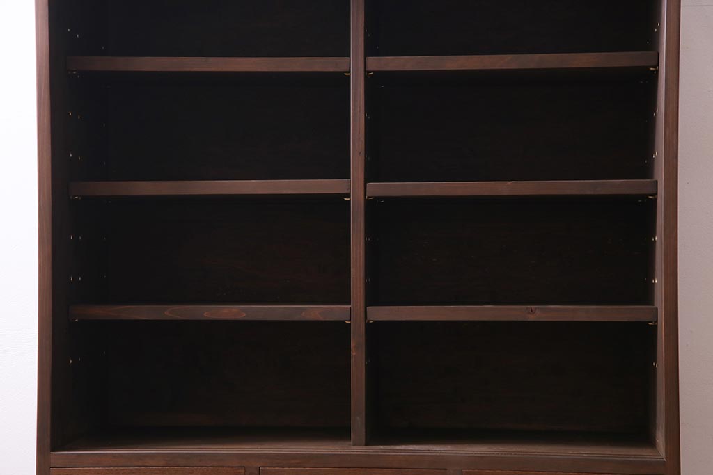 ラフジュ工房オリジナル　古建具リメイク　木の味わいが魅力的な鉄脚付き戸棚(収納棚)