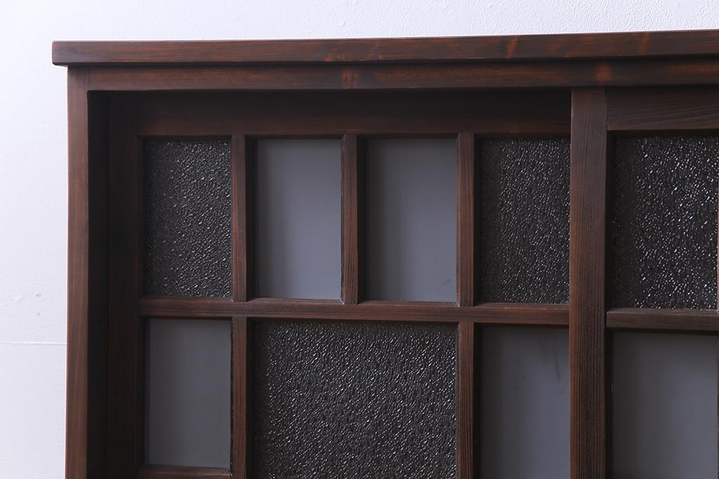 ラフジュ工房オリジナル　古建具リメイク　木の味わいが魅力的な鉄脚付き戸棚(収納棚)