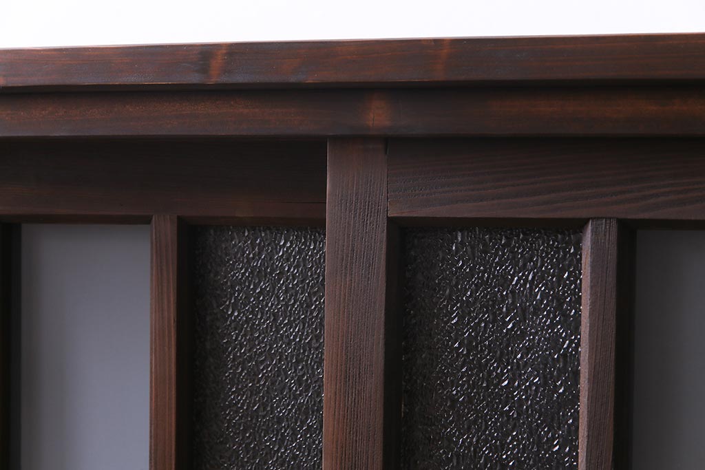 ラフジュ工房オリジナル　古建具リメイク　木の味わいが魅力的な鉄脚付き戸棚(収納棚)
