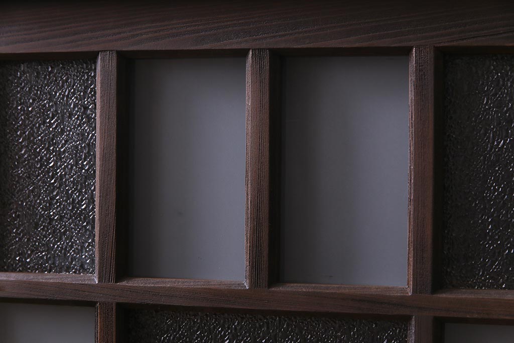 ラフジュ工房オリジナル　古建具リメイク　木の味わいが魅力的な鉄脚付き戸棚(収納棚)