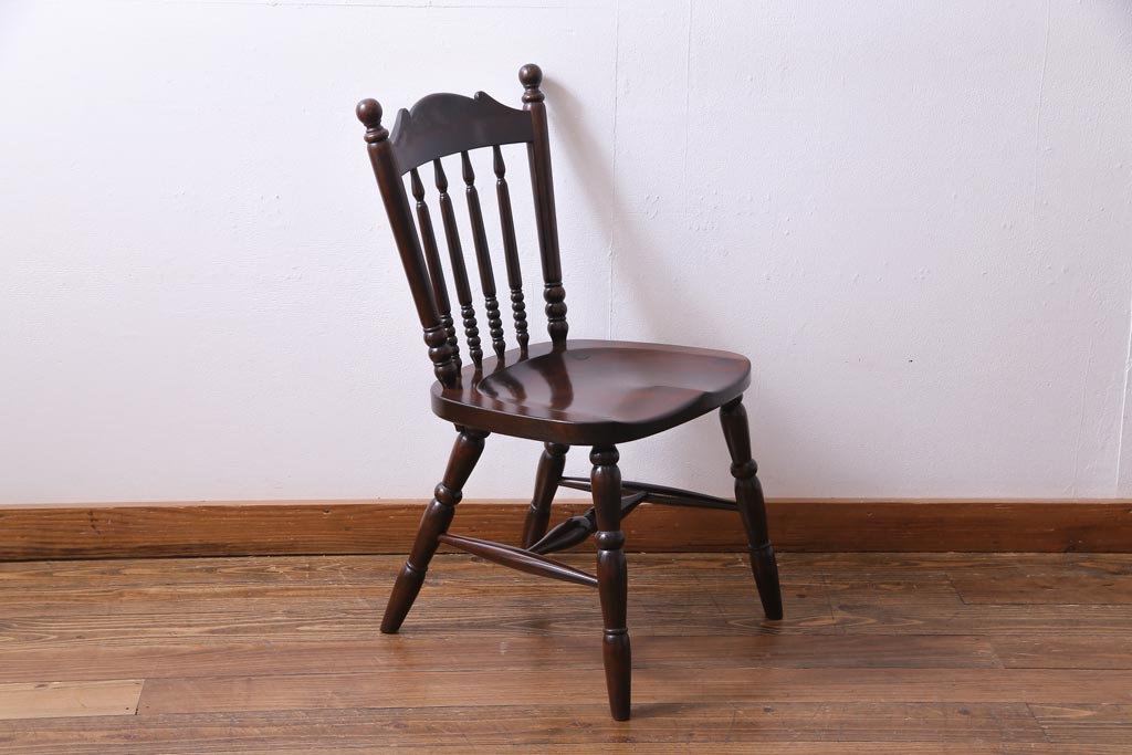 中古美品　松本民芸家具　クラシカルな16型スピンドルチェア(ダイニングチェア、椅子)(2)