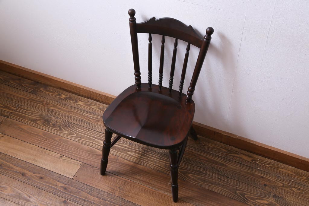 中古美品　松本民芸家具　クラシカルな16型スピンドルチェア(ダイニングチェア、椅子)(2)