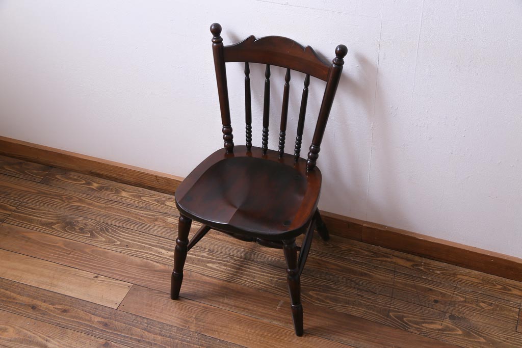 中古美品　松本民芸家具　クラシカルな16型スピンドルチェア(ダイニングチェア、椅子)(3)