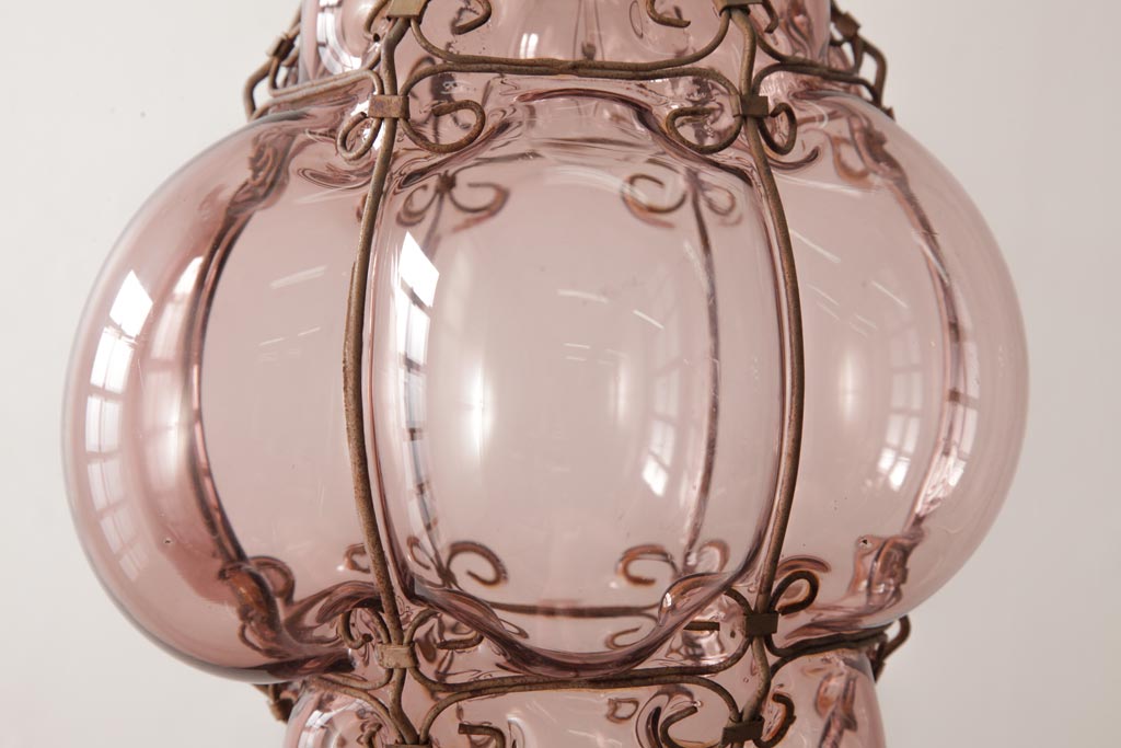 イタリアアンティーク　オリエンタルな雰囲気漂うムラーノガラスのペンダントライト(ベネチアングラス、天井照明、ムラノガラス)