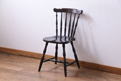 中古　松本民芸家具　挽き物のデザインが美しいSPスピンドルチェア(ダイニングチェア、椅子)(3)