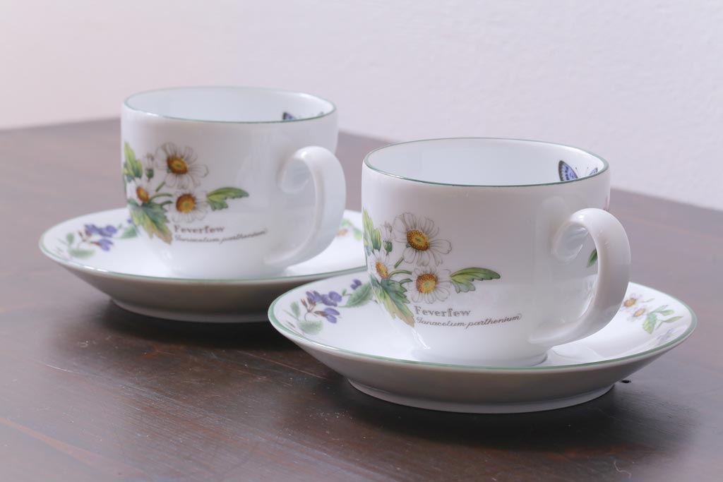 イギリス　ROYAL WORCESTER(ロイヤル ウースター)　HERBS(ハーブス)　カップ&ソーサー2客セット(1)