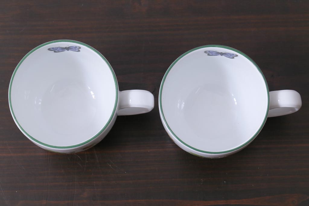 イギリス　ROYAL WORCESTER(ロイヤル ウースター)　HERBS(ハーブス)　カップ&ソーサー2客セット(1)