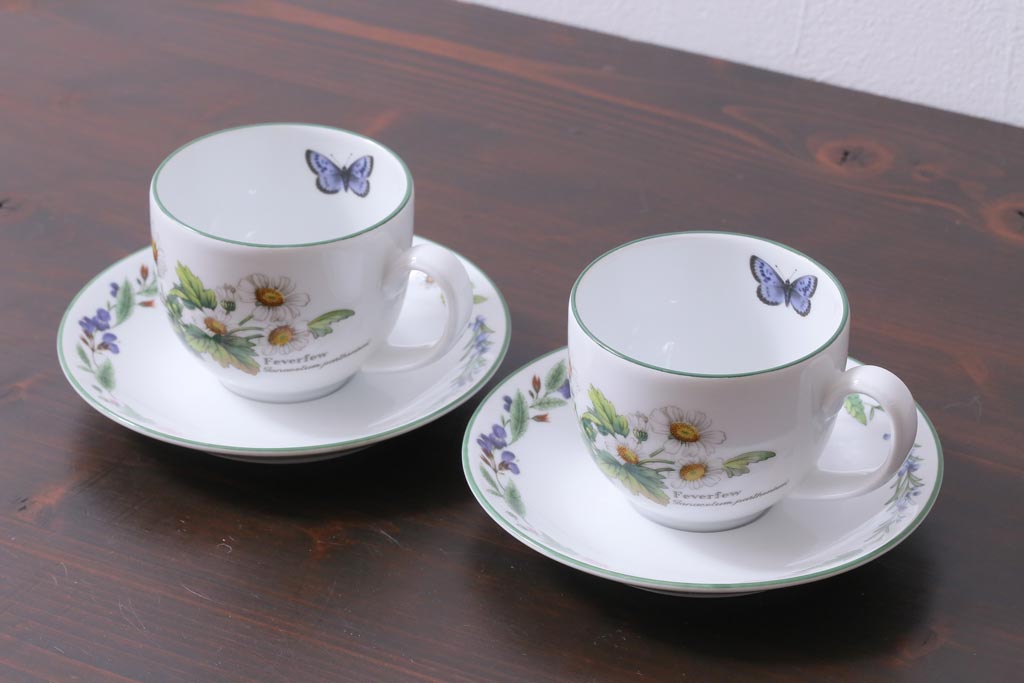 イギリス　ROYAL WORCESTER(ロイヤル ウースター)　HERBS(ハーブス)　カップ&ソーサー2客セット(2)