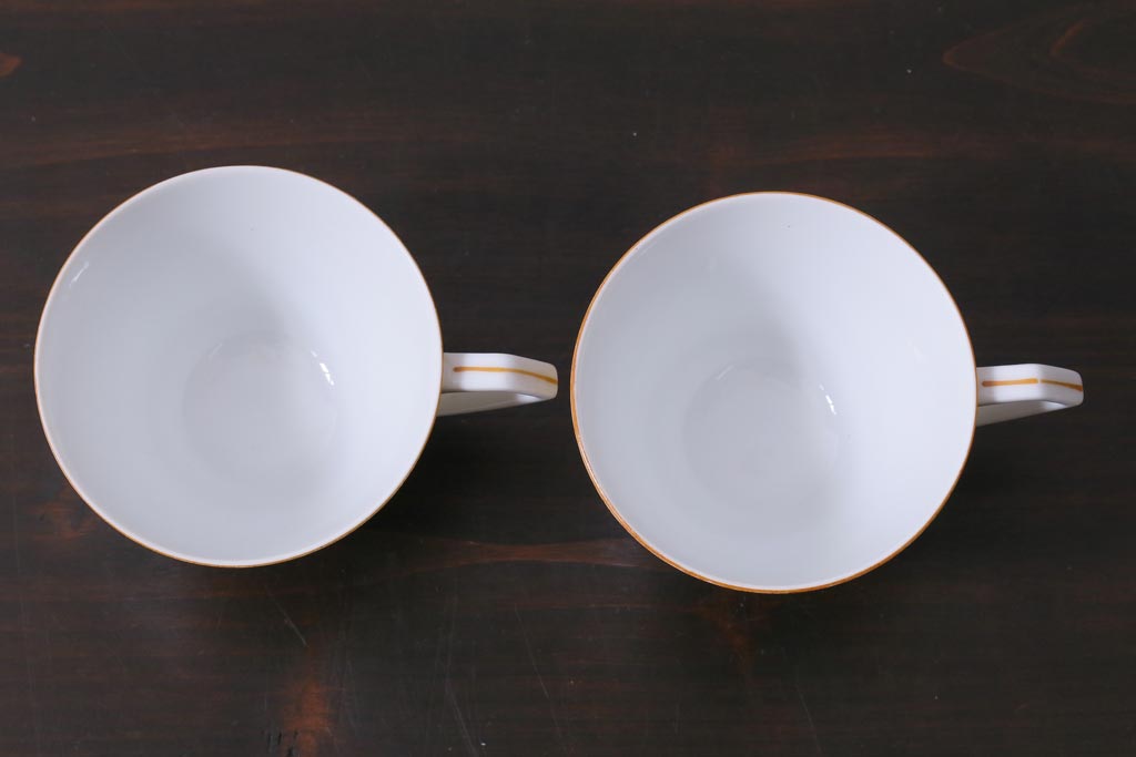 中古　ノリタケ(Noritake)　月桂樹-マルキ印　彩色ゆたかな上品なカップ&ソーサー2客セット(洋食器)(1)