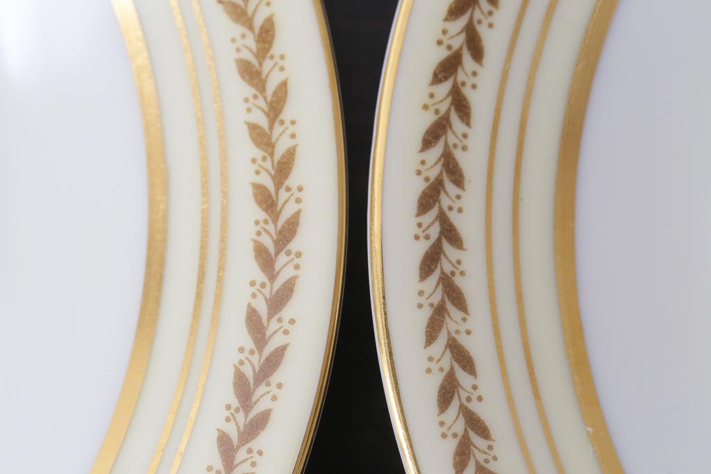 中古　オールドノリタケ(Noritake、則武)　月桂樹-М　CALIBAN　品のあるデザインが素敵なカップ&ソーサー2客セット(洋食器)(2)