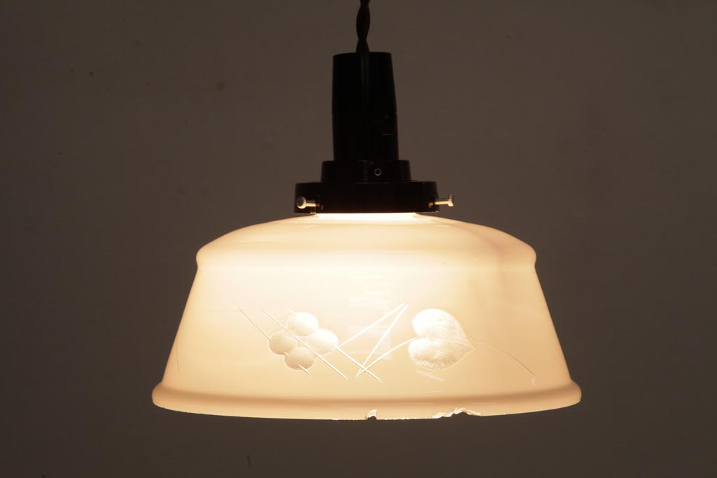 昭和初期　戦前　可愛らしい図柄のペンダントライト(電笠、シェード、天井照明)