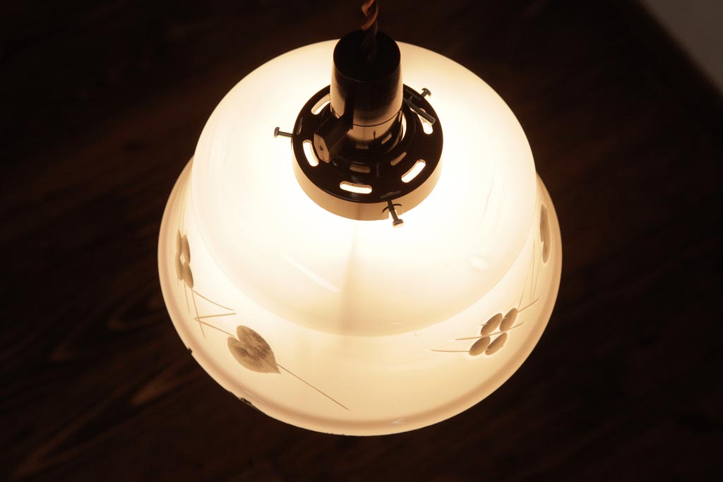 昭和初期　戦前　可愛らしい図柄のペンダントライト(電笠、シェード、天井照明)