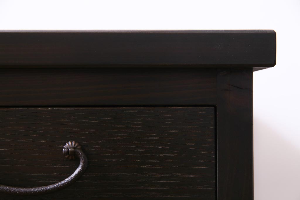 ラフジュ工房オリジナル　古建具リメイク　趣ある透かし彫りが和の風情感じる引き出し付きローボード(戸棚、収納棚、テレビボード)