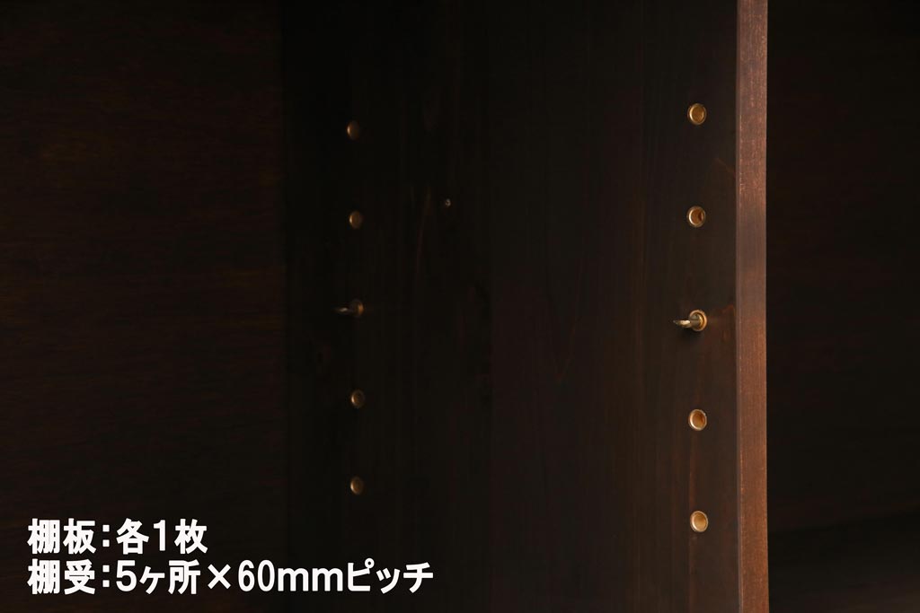 ラフジュ工房オリジナル　古い建具の枠が味わい深い横長のリビングボード(収納棚、戸棚)