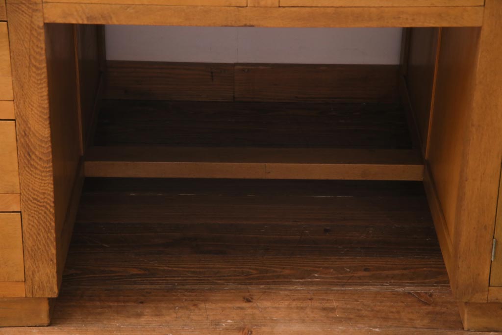 レトロ家具　昭和レトロ　天板ホワイトオーク材　特大サイズ!温もり溢れるナラ材製の両面両袖デスク(パートナーデスク、作業台、ワークデスク、在宅ワーク、在宅用)