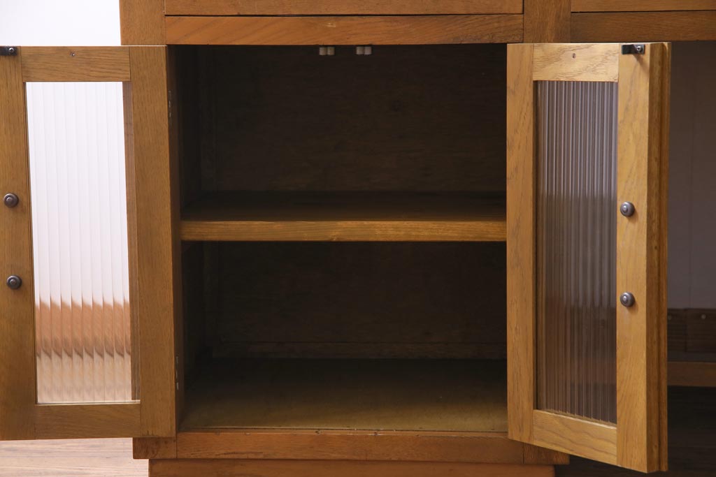 レトロ家具　昭和レトロ　天板ホワイトオーク材　特大サイズ!温もり溢れるナラ材製の両面両袖デスク(パートナーデスク、作業台、ワークデスク、在宅ワーク、在宅用)