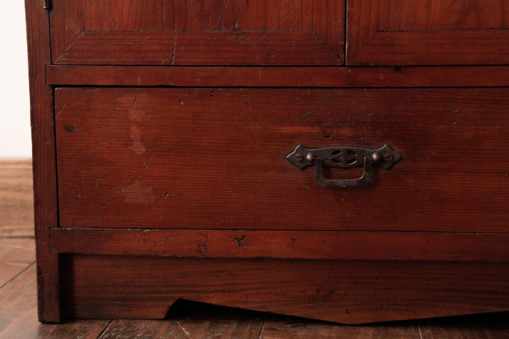 アンティーク家具　昭和初期　ヒノキ材　懐かしさと味わい深さが漂う小型収納棚(収納箱、書箱)