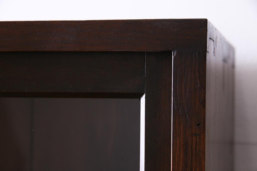 アンティーク家具　大正昭和期　シンプルで使い勝手の良い2段重ね収納棚(飾り棚、ガラス戸棚、本箱)(1)