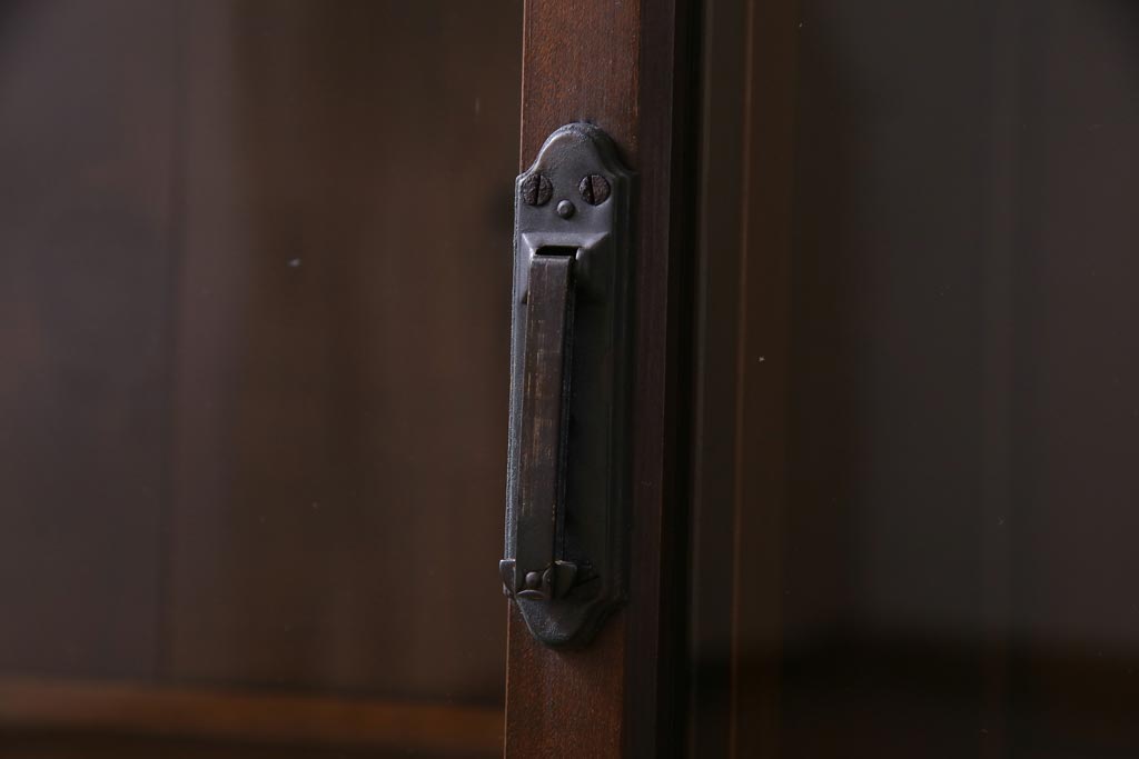 アンティーク家具　大正昭和期　シンプルで使い勝手の良い2段重ね収納棚(飾り棚、ガラス戸棚、本箱)(1)
