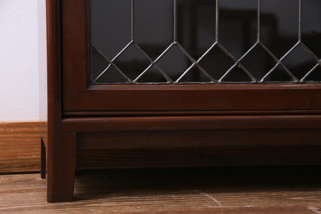 アンティーク家具　イギリスアンティーク　マホガニー材　ステンドグラスのゆらぎが味わい深いスタッキングブックケース(本箱、収納棚)