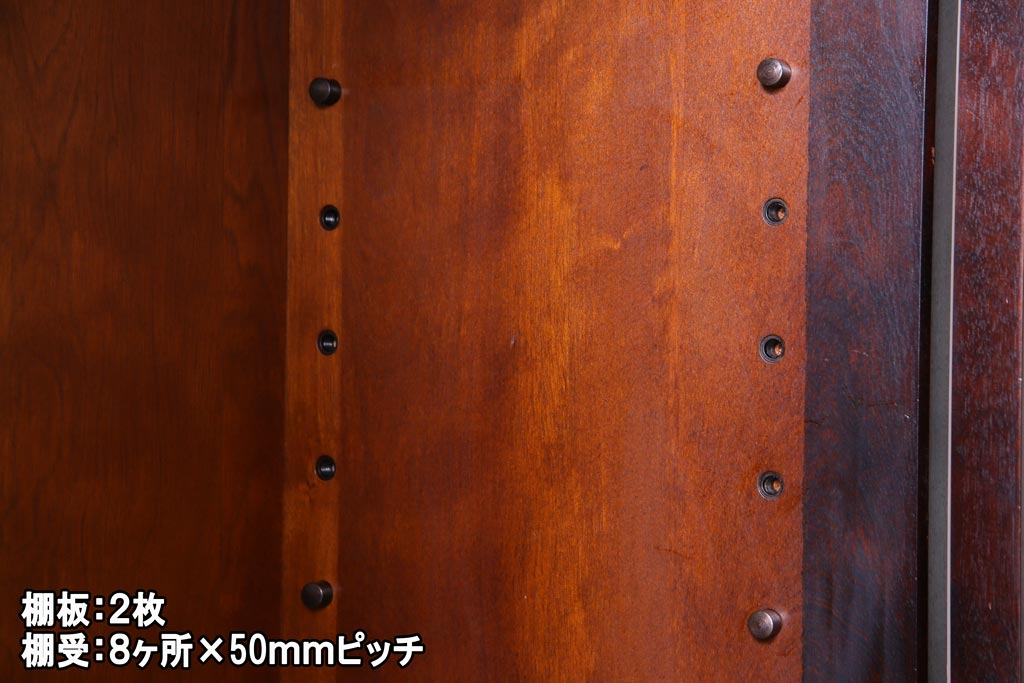 中古　北海道民芸家具　深みのある美しい木肌が上品な雰囲気漂うビューローブックケース(ライティングビューロー、机、本箱、収納棚)(定価約49万円)
