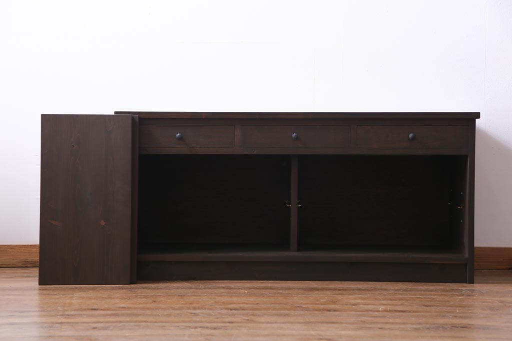ラフジュ工房オリジナル　建具リメイク　懐かしく落ち着いた雰囲気の引き出し付きテレビボード(収納棚、サイドボード、戸棚)