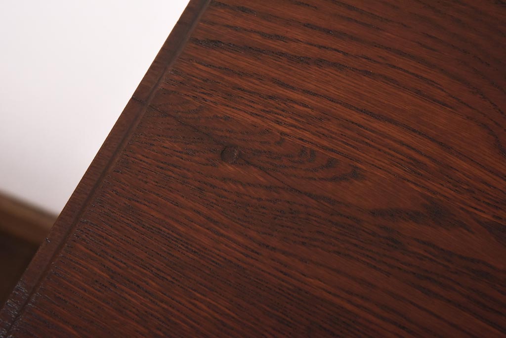 昭和レトロ　ナラ材　薄型リメイク　味のある素朴な風合いのワークデスク(片袖机、在宅ワーク、在宅用)