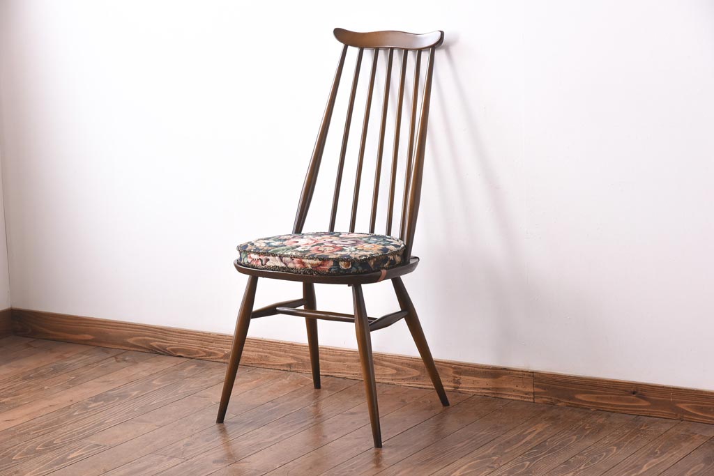 ヴィンテージ家具　イギリスビンテージ　ERCOL(アーコール)　ゴールドスミス　クッション付きダイニングチェア(椅子)(1)