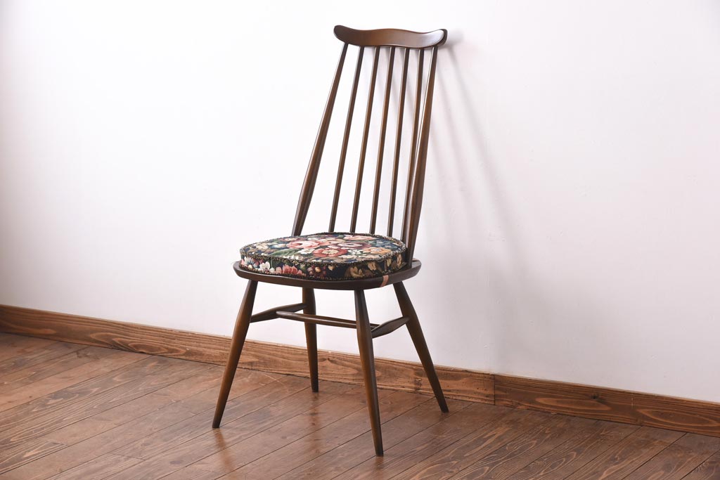 ヴィンテージ家具　イギリスビンテージ　ERCOL(アーコール)　ゴールドスミス　クッション付きダイニングチェア(椅子)