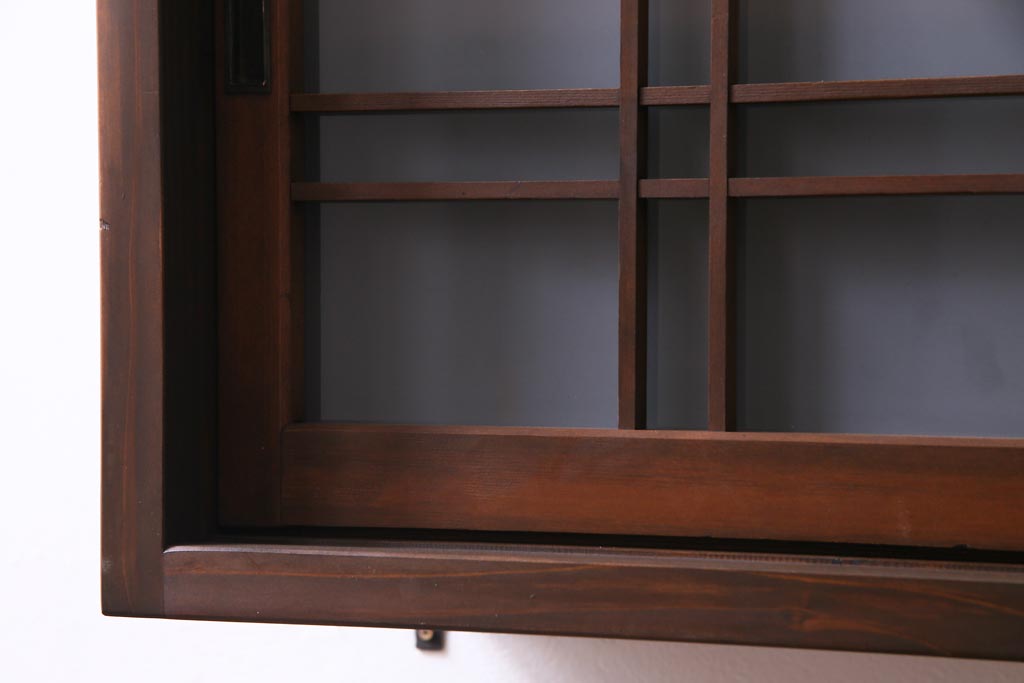 ラフジュ工房オリジナル　建具リメイク　シンプルな中に渋さのある壁掛け戸棚(ウォールシェルフ、吊り戸棚)(2)