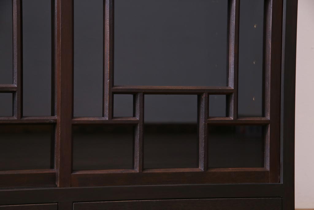 ラフジュ工房オリジナル　古建具リメイク　大正ロマンテイストの収納棚(戸棚、本箱、サイドキャビネット)