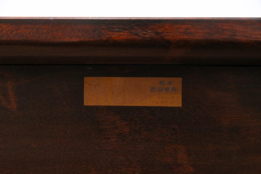 アンティーク雑貨　中古　松本民芸家具　丸型一面鏡ドレッサー・#19型ラッシスツールセット(定価合わせて約43万円)