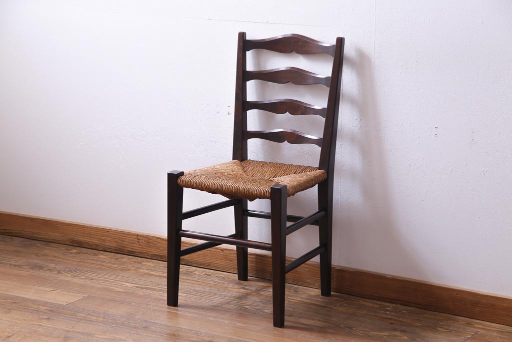 中古　松本民芸家具　#517型　ラッシチェア(ダイニングチェア、椅子)(定価約10万円)
