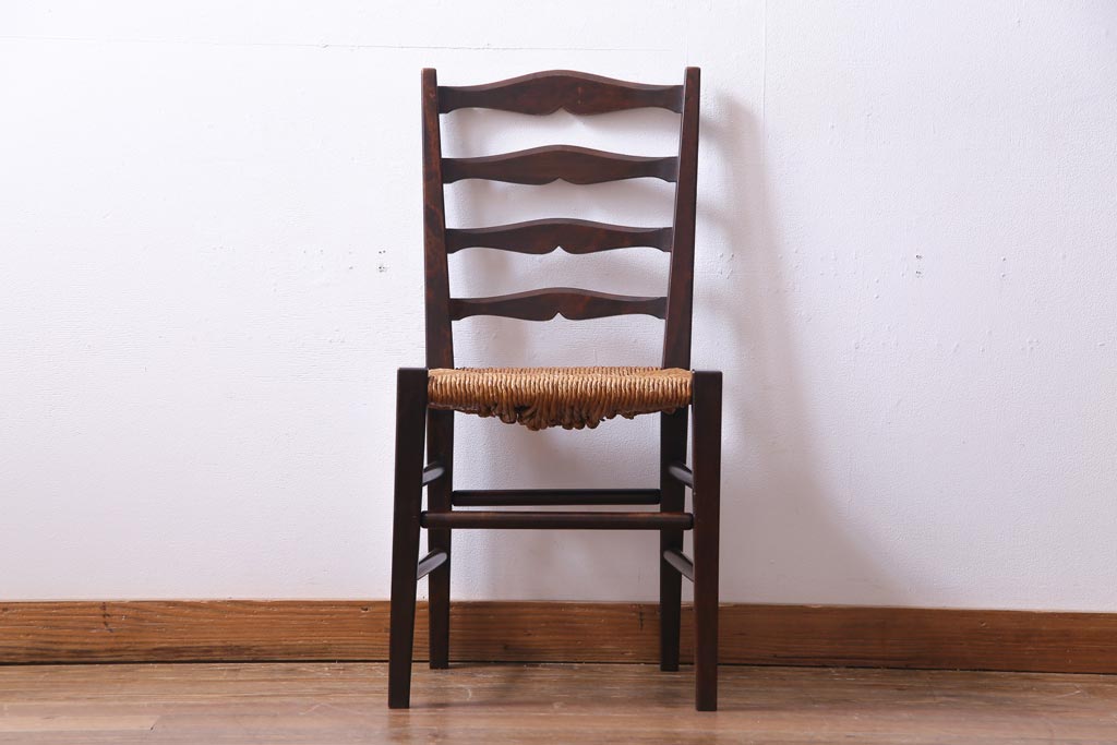 中古　松本民芸家具　#517型　ラッシチェア(ダイニングチェア、椅子)(定価約10万円)