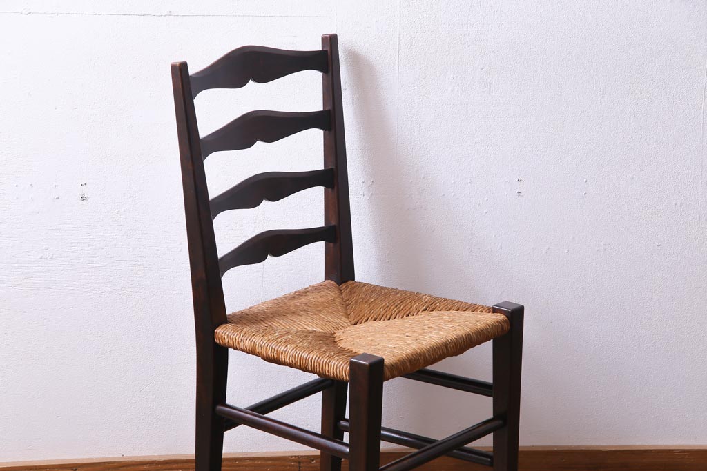 中古　松本民芸家具　#517型　ラッシチェア(ダイニングチェア、椅子)(定価約10万円)