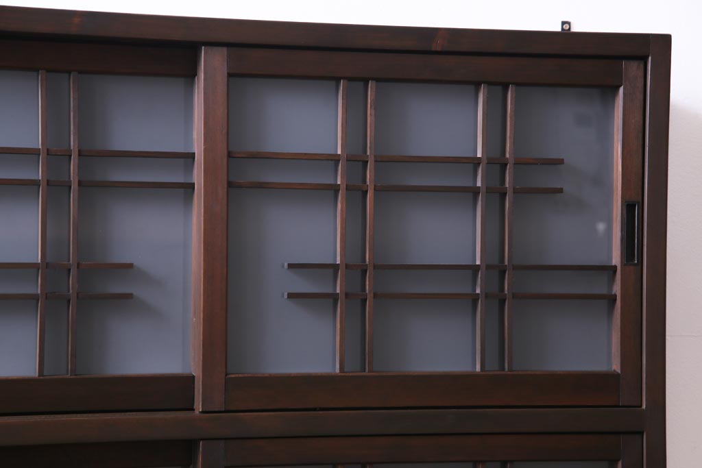 ラフジュ工房オリジナル　建具リメイク　大振り　和の風情感じるデザインが魅力的な壁掛け戸棚(ウォールシェルフ、吊り戸棚)