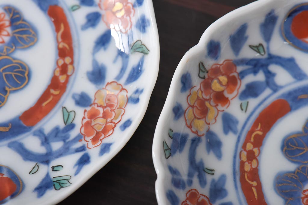 江戸期 大明成化年製 色絵染付 鮮やかな色調の小皿3枚セット(和食器