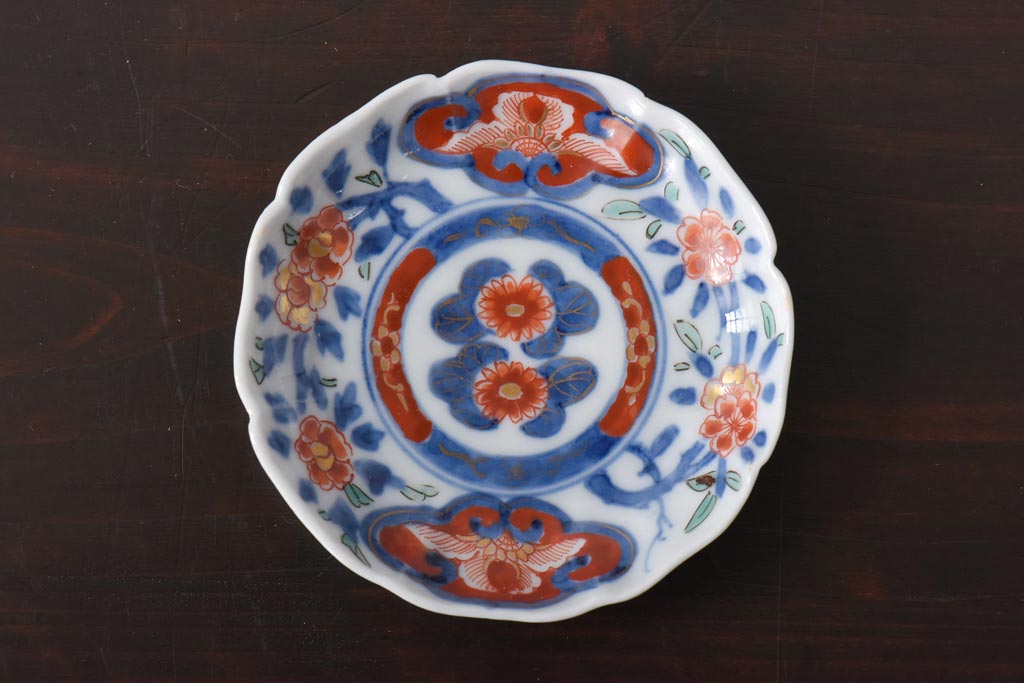 江戸期 大明成化年製 色絵染付 鮮やかな色調の小皿3枚セット(和食器